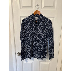 Men's Ben Sherman Button Down Shirt Size M Navy Paisley